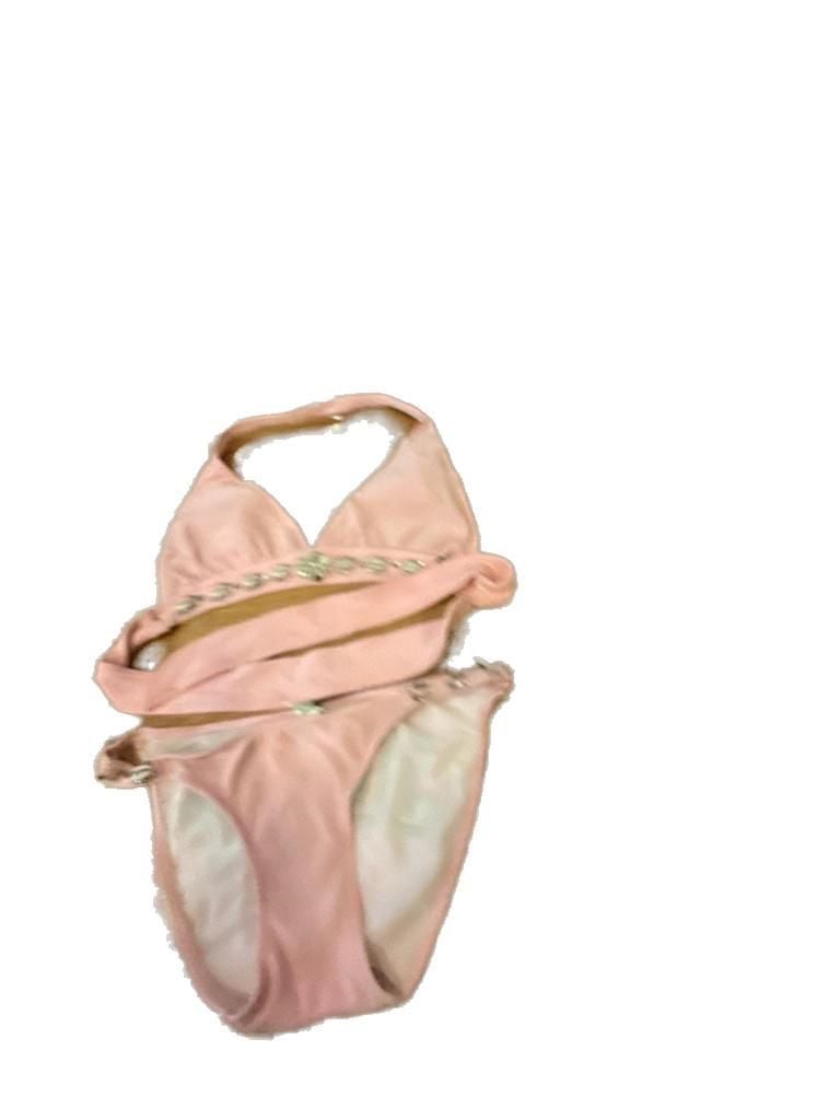 Vintage Juicy Couture Terry Cloth Pink Bikini Set with Rhinestone Shell Accents 3