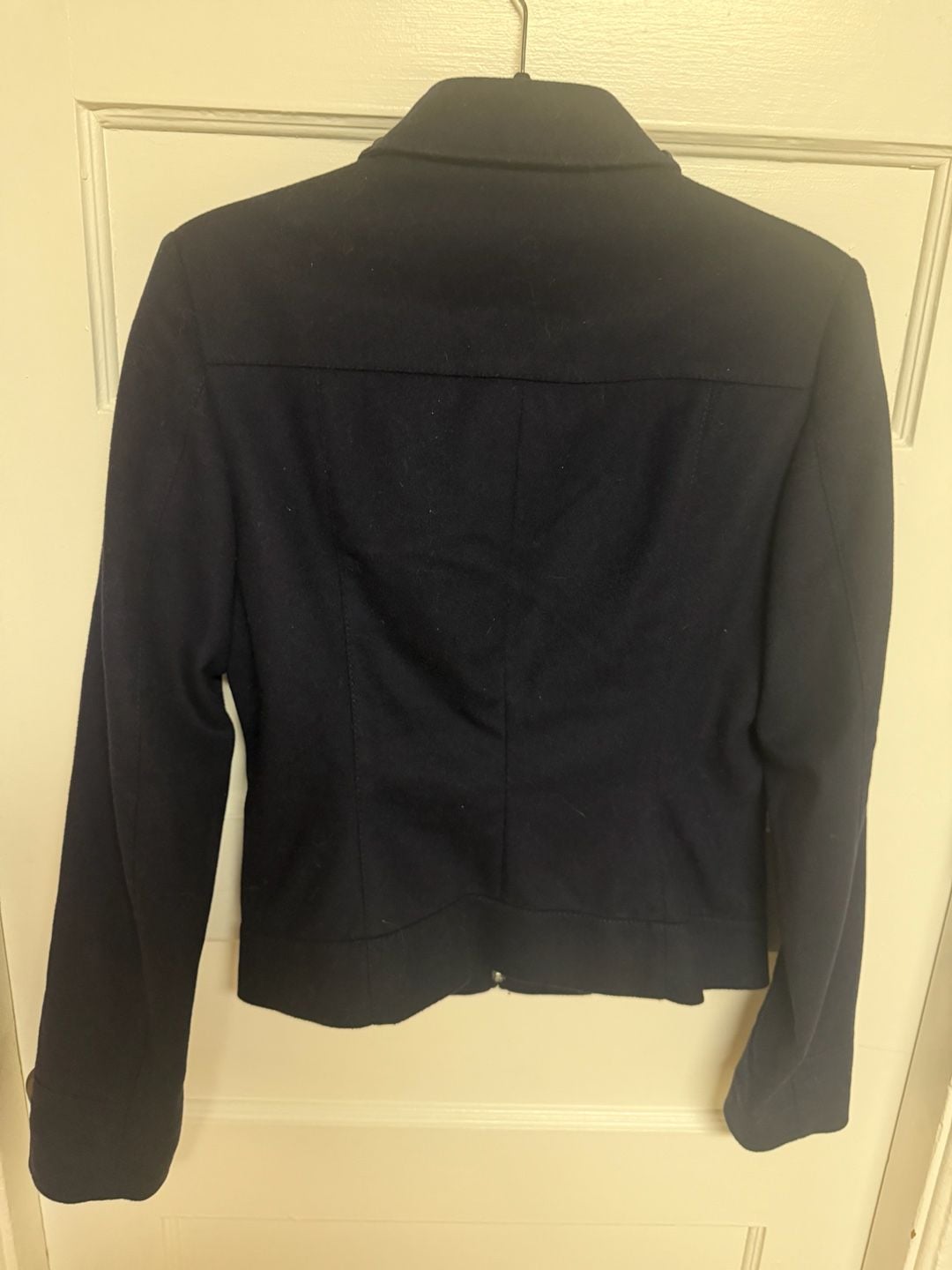 Hugo Boss Women's Navy Blue Double Breasted Cropped Pea Coat Jacket 4