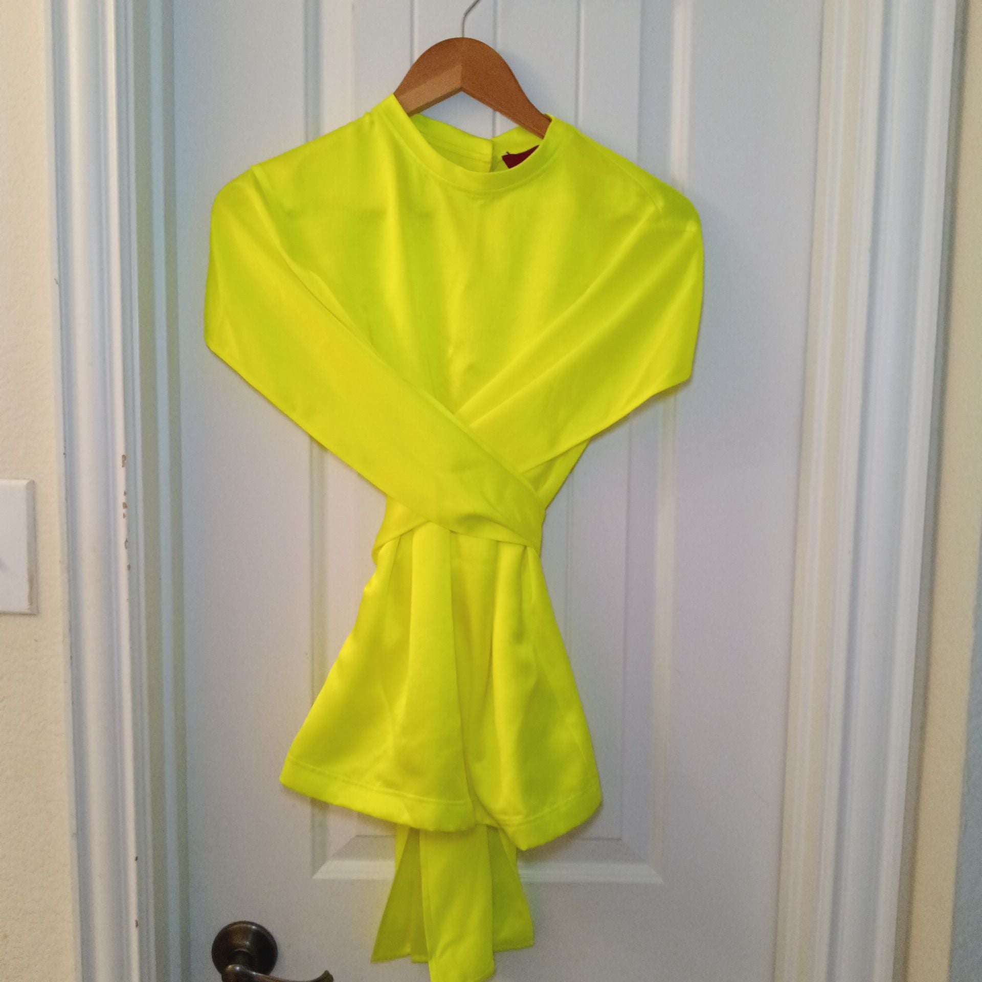 Sies Marjan S/S 2017 Neon Yellow Satin Nik Wrap Top 2