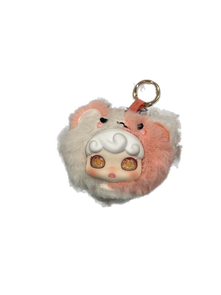 DOMI PinPin World Series Pink and White Bear Plush Pouch Keychain 2