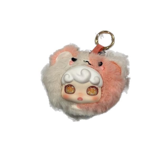 DOMI PinPin World Series Pink and White Bear Plush Pouch Keychain