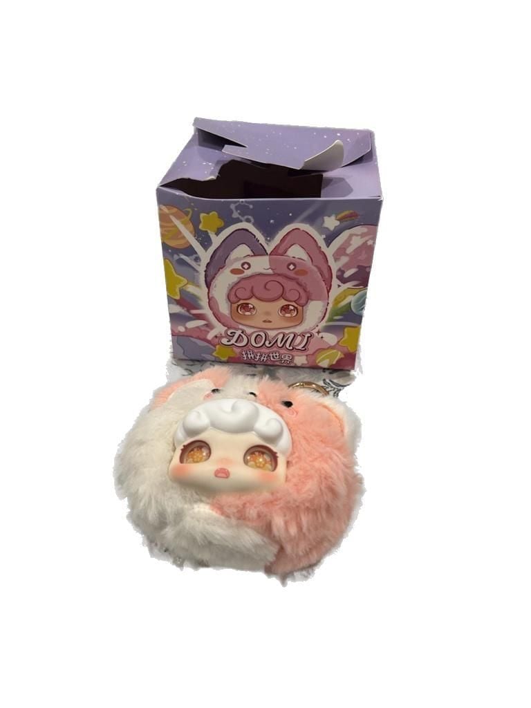 DOMI PinPin World Series Pink and White Bear Plush Pouch Keychain 3