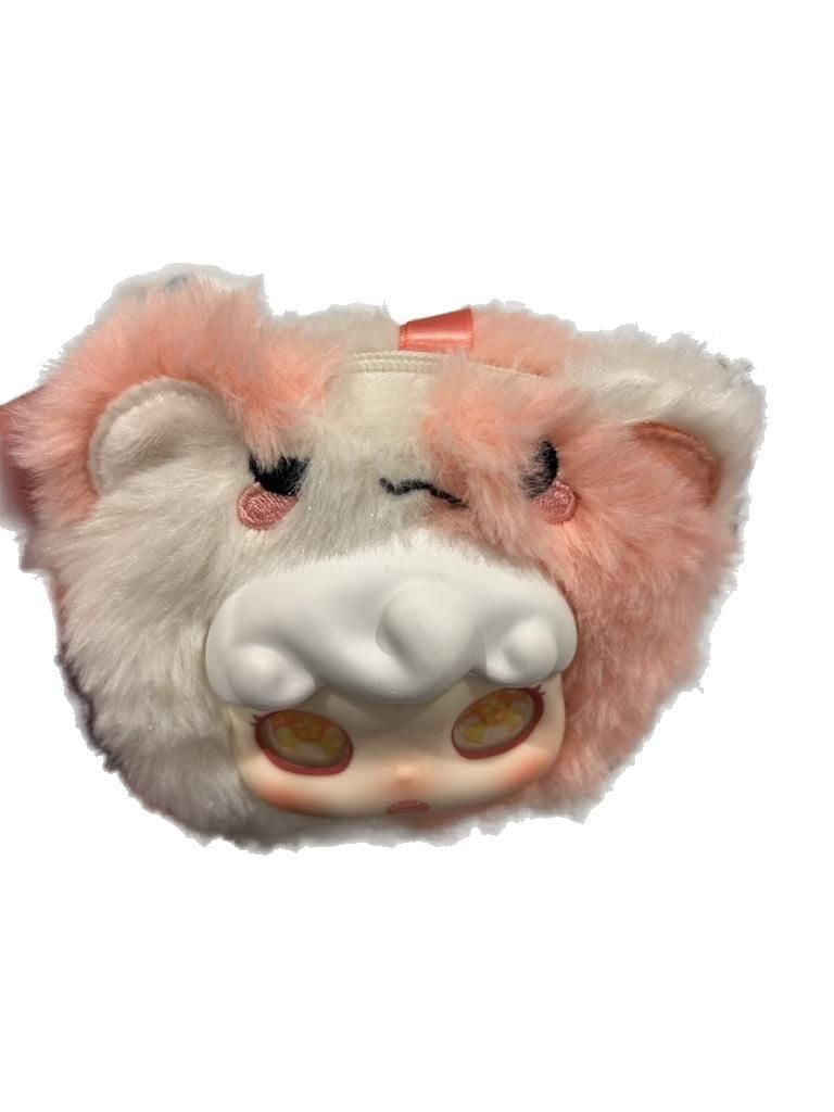 DOMI PinPin World Series Pink and White Bear Plush Pouch Keychain 4