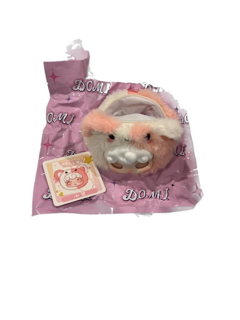 DOMI PinPin World Series Pink and White Bear Plush Pouch Keychain 6