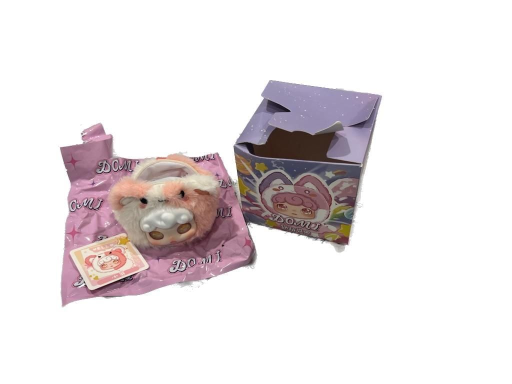 DOMI PinPin World Series Pink and White Bear Plush Pouch Keychain 7