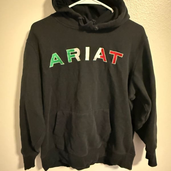 Ariat Women's ReAL Mexican Flag Logo Pullover Hoodie Black XL
