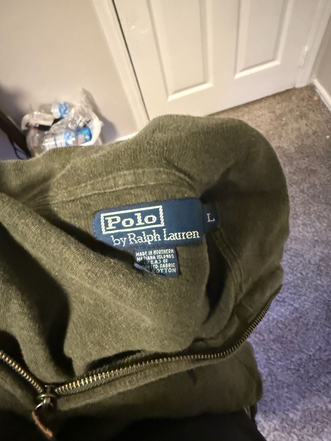 Vintage Polo Ralph Lauren Quarter-Zip Brushed Fleece Pullover Sweatshirt Green Large Olive Green 4