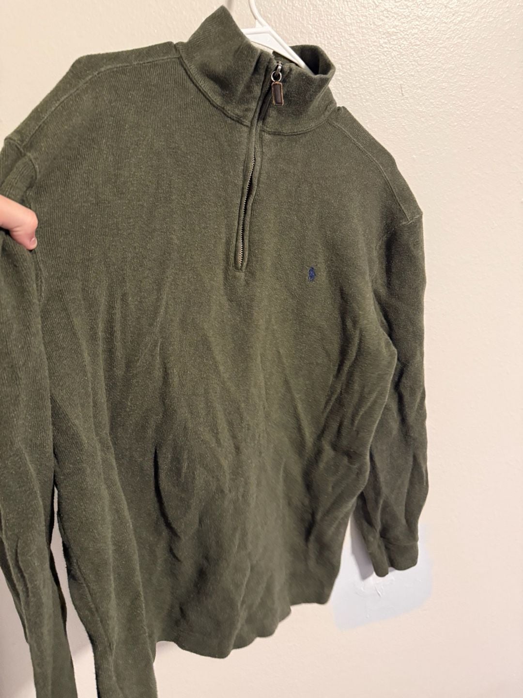 Vintage Polo Ralph Lauren Quarter-Zip Brushed Fleece Pullover Sweatshirt Green Large Olive Green 5