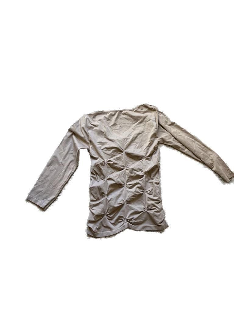 P-Luca Milano Tan Ruching Patterned Long Sleeve Scoop Neck Top 4