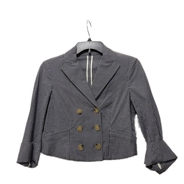 Theory Spencer Ashland Striped Double-Breasted Cropped Blazer
