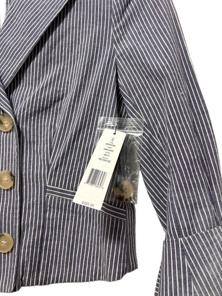 Theory Spencer Ashland Striped Double-Breasted Cropped Blazer 3
