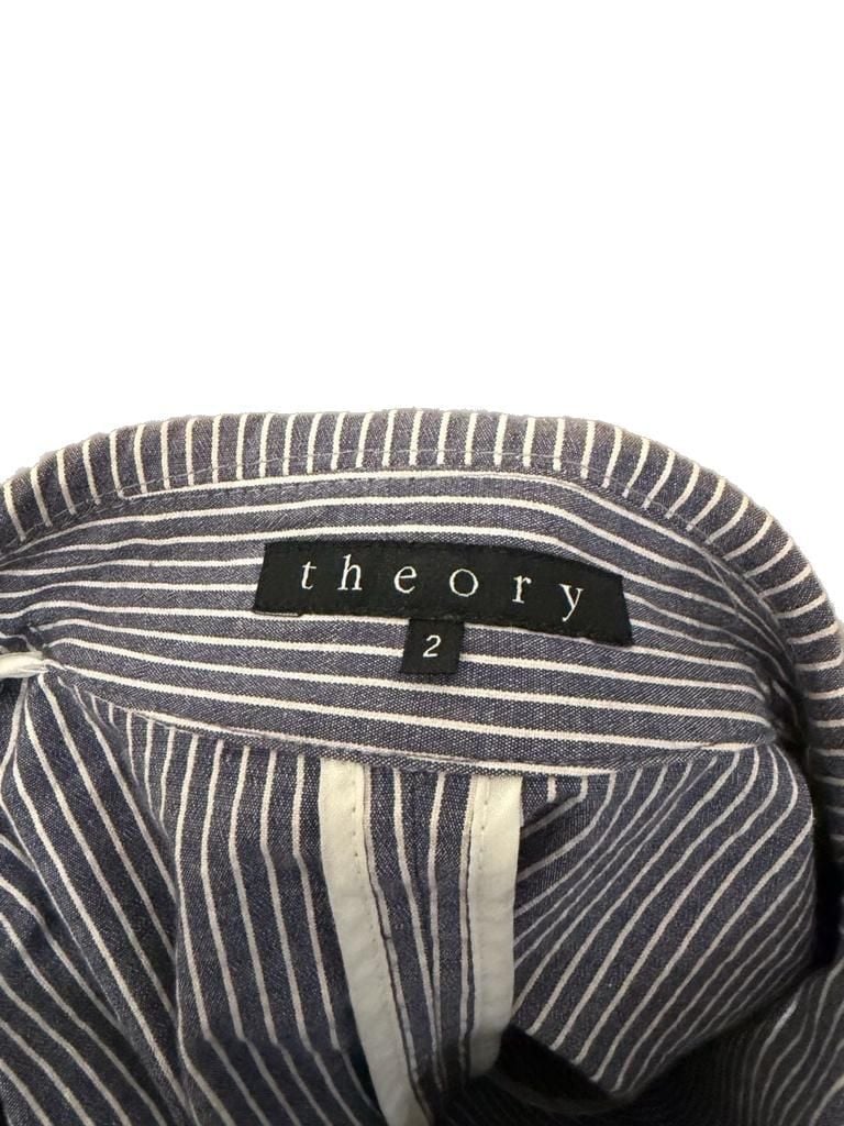 Theory Spencer Ashland Striped Double-Breasted Cropped Blazer 4