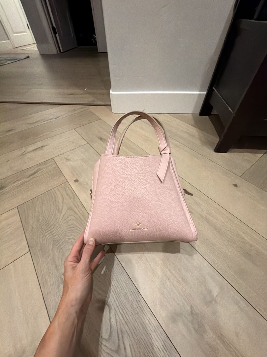 Nanette Lepore Pink Pebbled Leather Convertible Satchel Top Handle Bag 2
