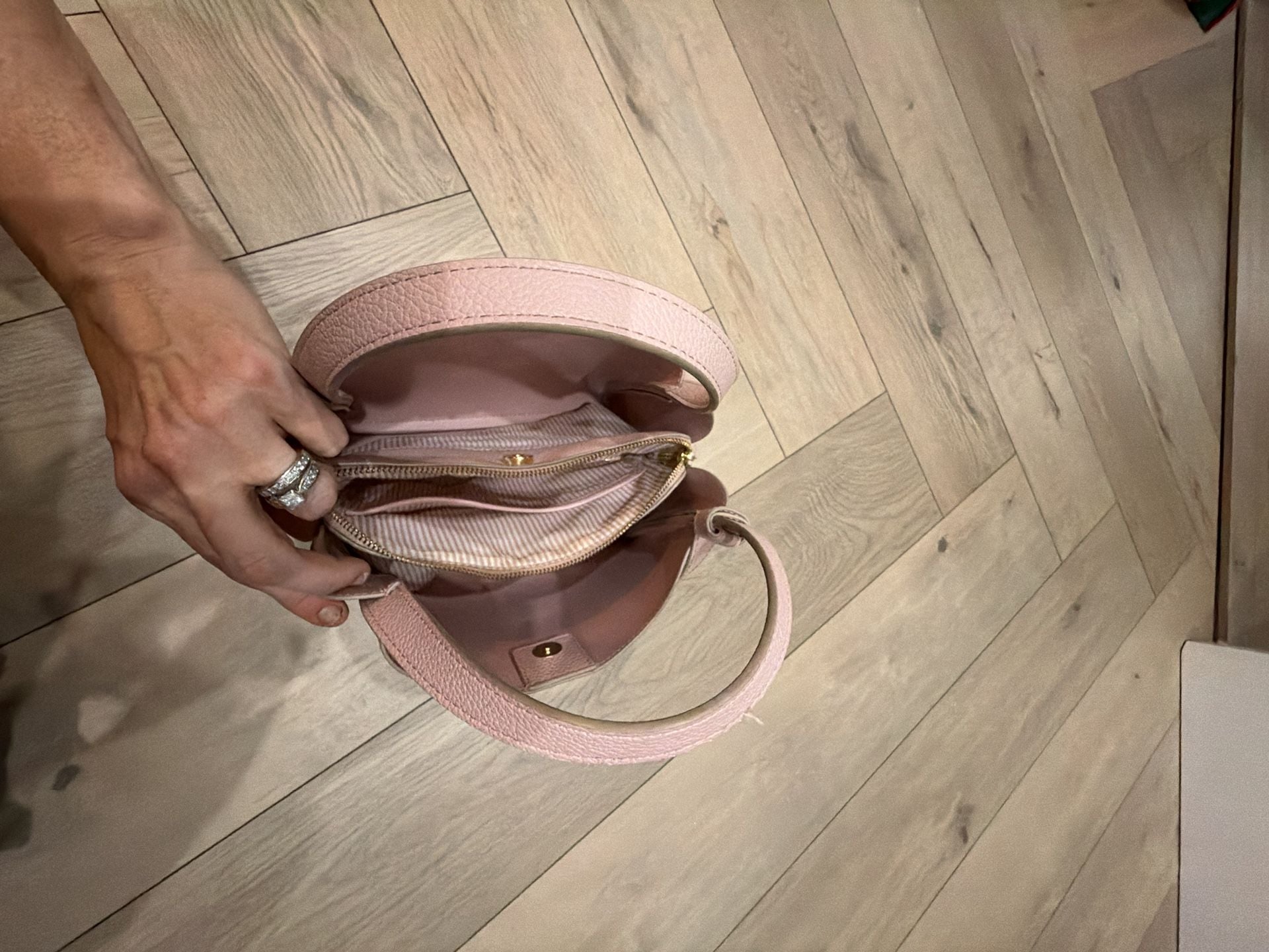 Nanette Lepore Pink Pebbled Leather Convertible Satchel Top Handle Bag 4