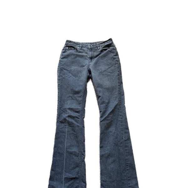 DKNY Jeans Women's Grey Mid-Rise Flare Leg Denim Jeans
flaws in 2nd picture