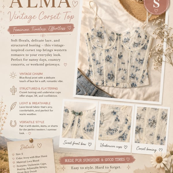 Inspired Floral Lace Underwire Corset Top