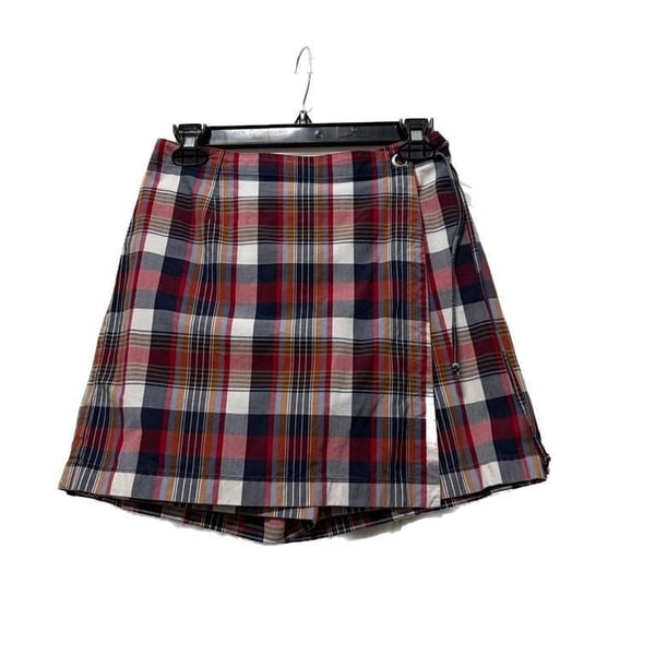 Ann Taylor Plaid Wrap Skort Cotton Mini Skirt