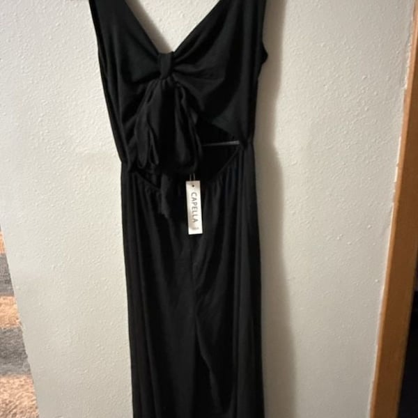 Capella Black Tie-Front Cut-Out Wide Leg Jumpsuit