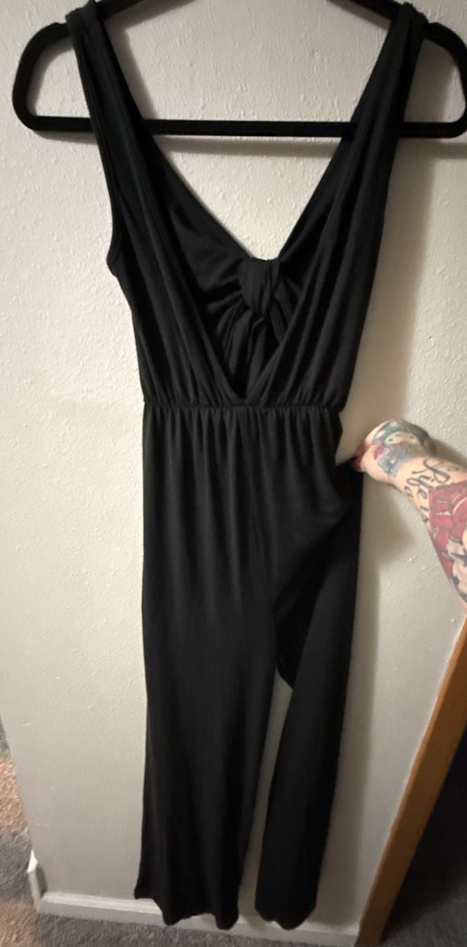 Capella Black Tie-Front Cut-Out Wide Leg Jumpsuit 4