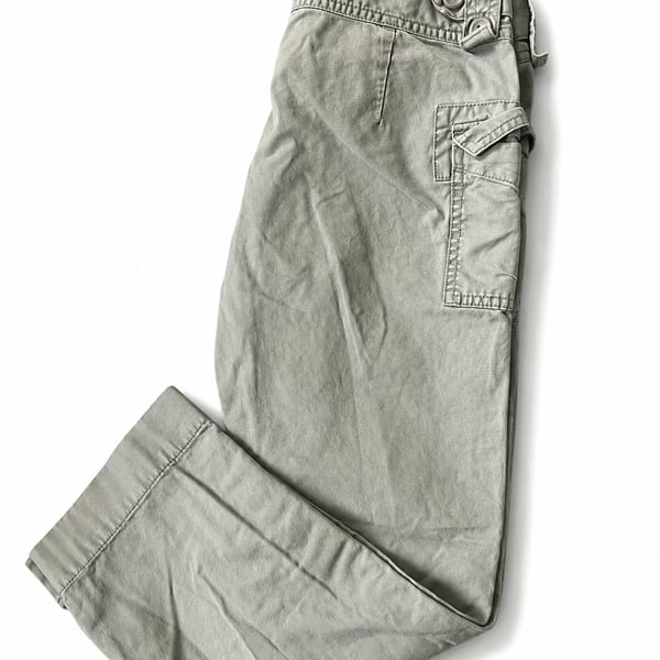 Old Navy Ultra Low Waist Cargo Pants Gray Button Hem Y2K Style