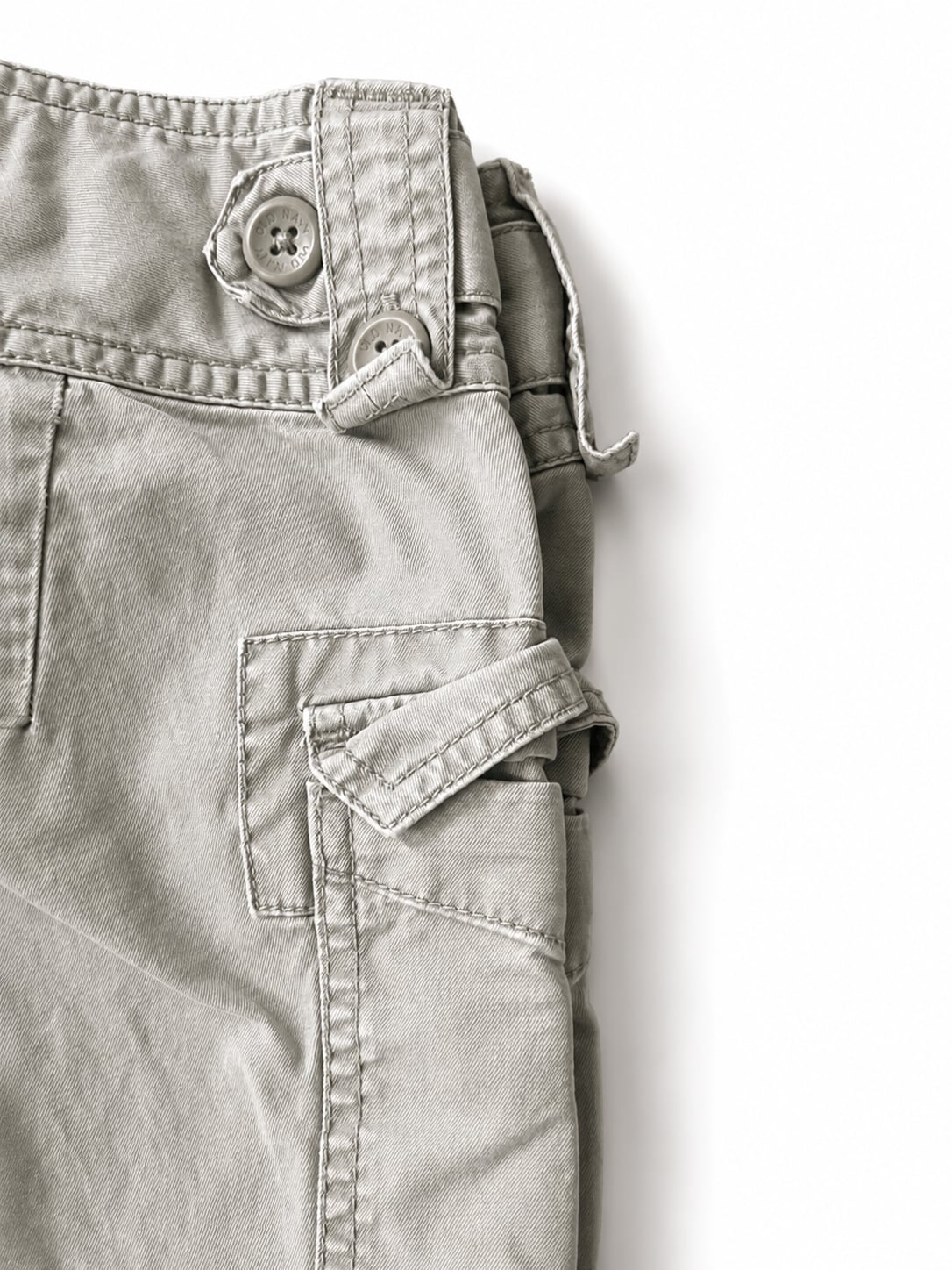 Old Navy Ultra Low Waist Cargo Pants Gray Button Hem Y2K Style 4