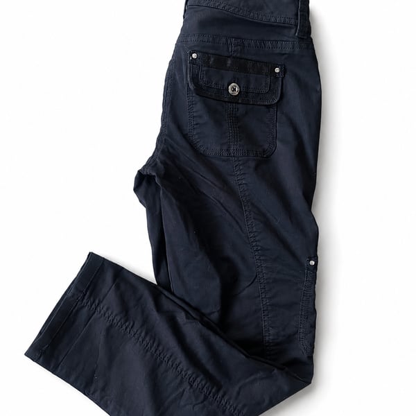 White House Black Market Black Multi-Pocket Utility Cargo Pants size 00