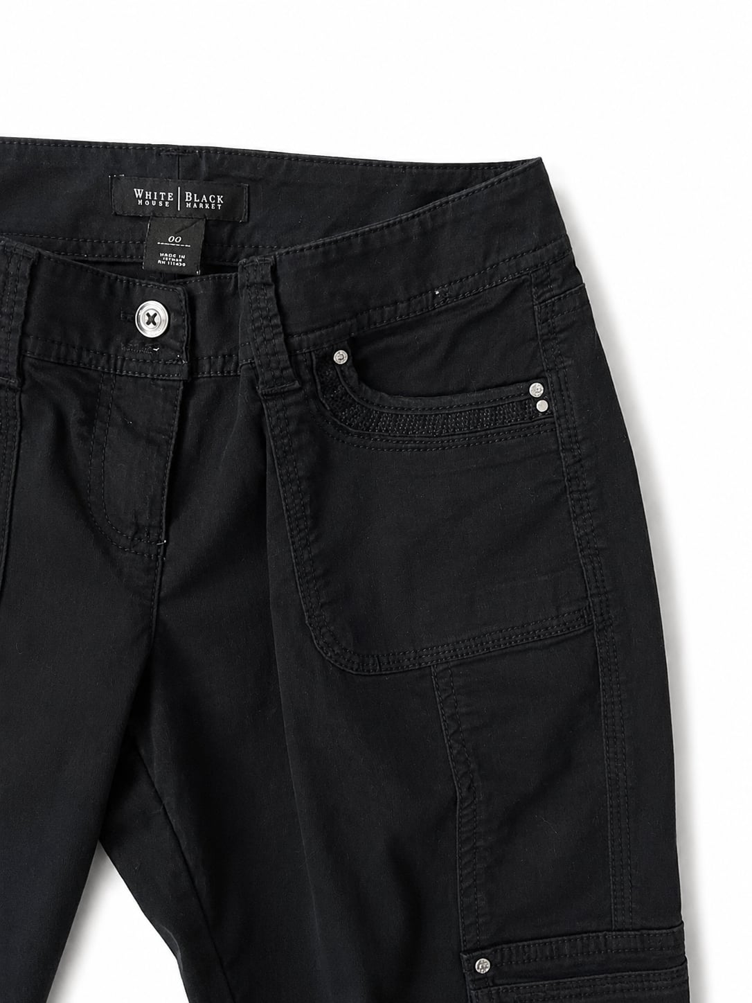 White House Black Market Black Multi-Pocket Utility Cargo Pants size 00 5