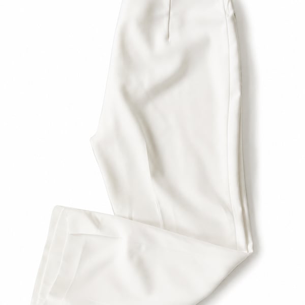 White House Black Market Ecru Flat Front Tailored Wide Leg Trouser