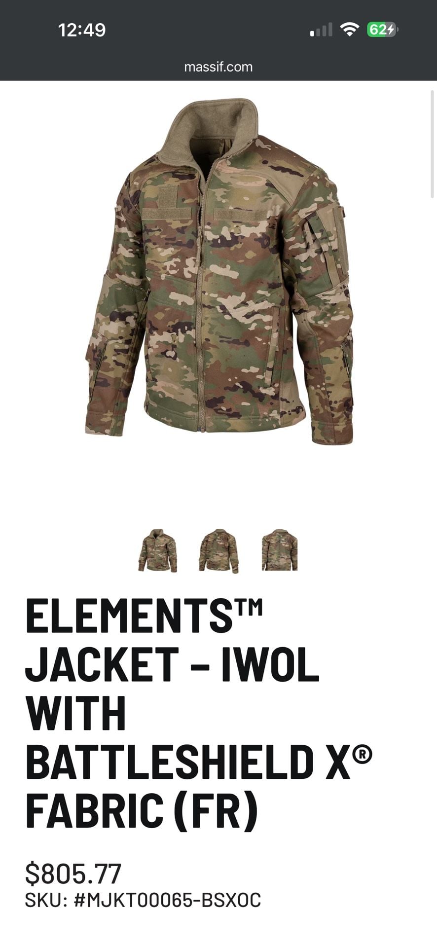 Massif Elements Jacket IWOL Flame Resistant (FR) OCP Multicam Softshell 2