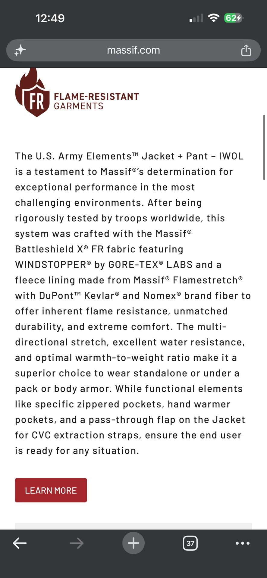 Massif Elements Jacket IWOL Flame Resistant (FR) OCP Multicam Softshell 3