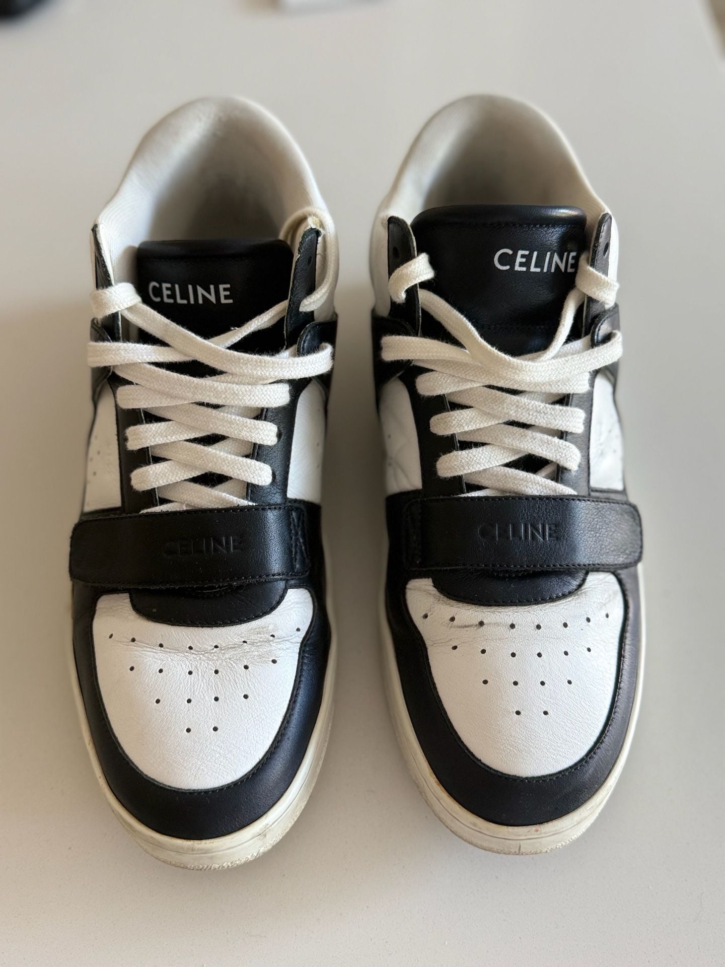 Celine CT-02 Mid Scratch Sneakers in Calfskin Black/White 2