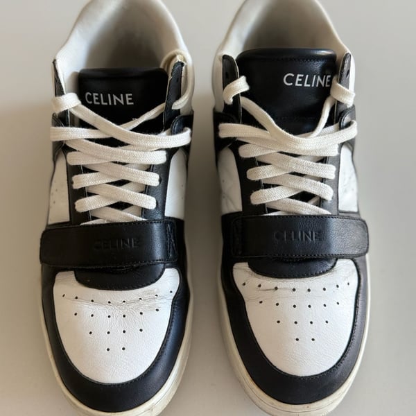 Celine CT-02 Mid Scratch Sneakers in Calfskin Black/White