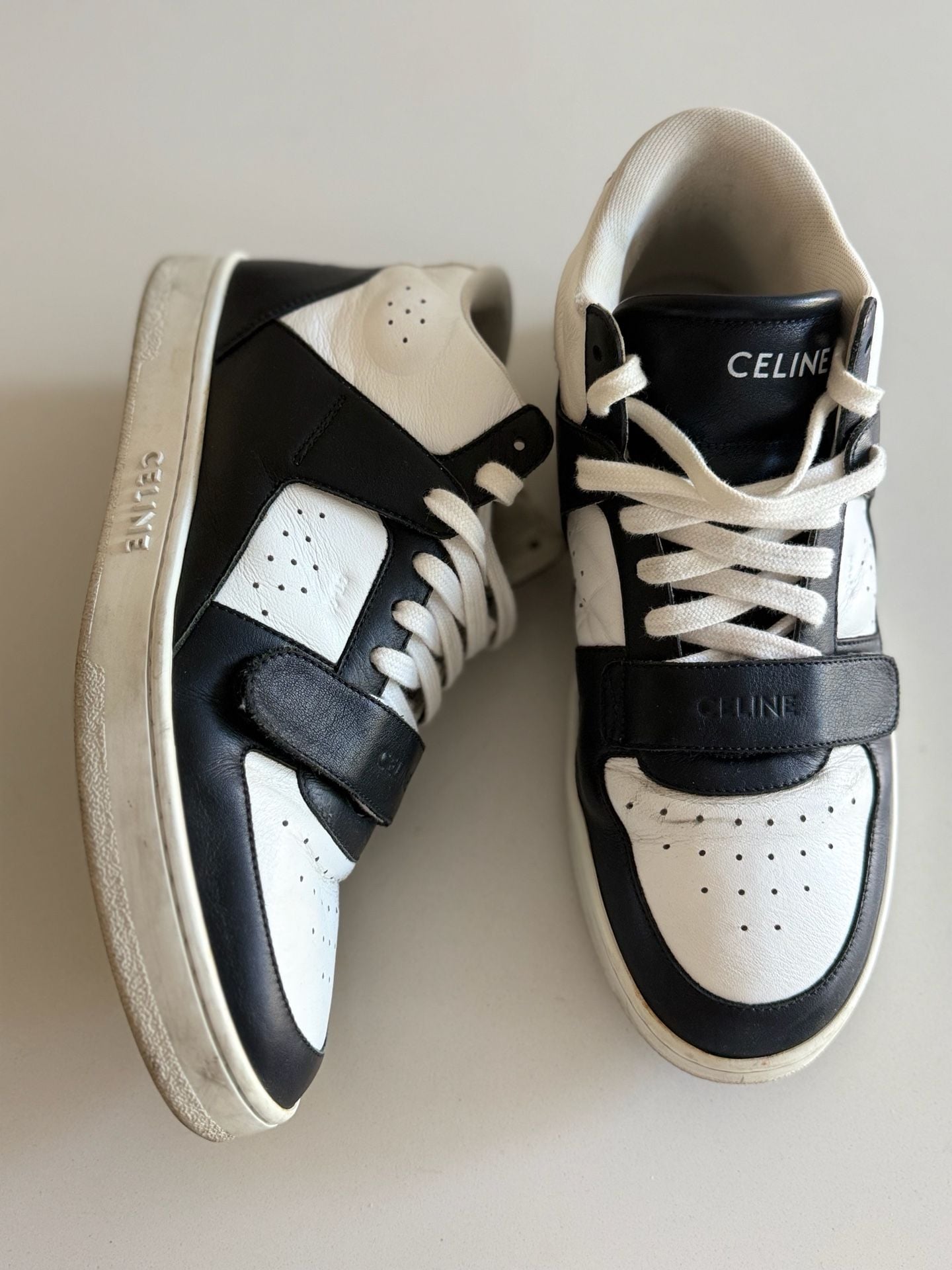 Celine CT-02 Mid Scratch Sneakers in Calfskin Black/White 3