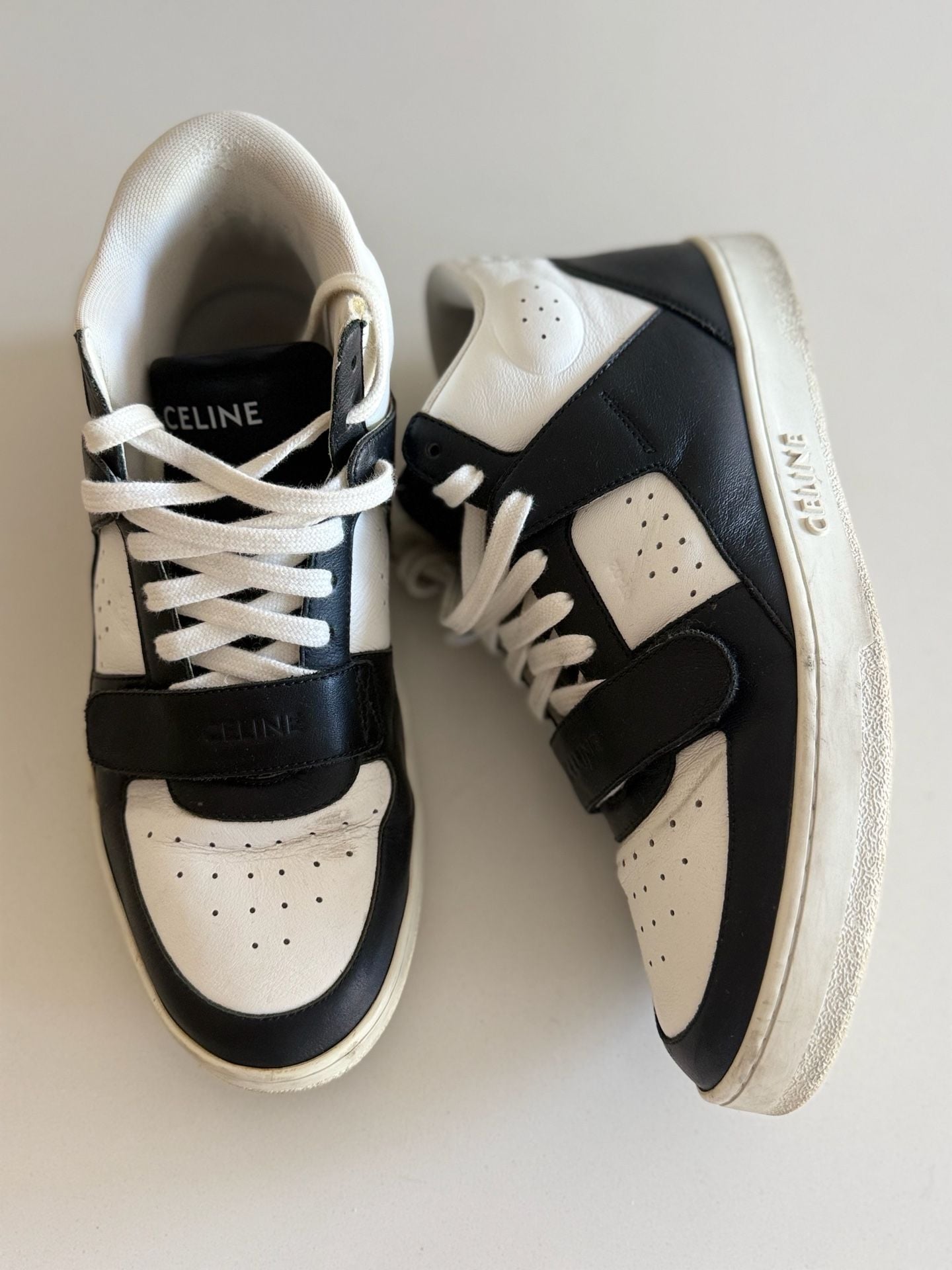 Celine CT-02 Mid Scratch Sneakers in Calfskin Black/White 4