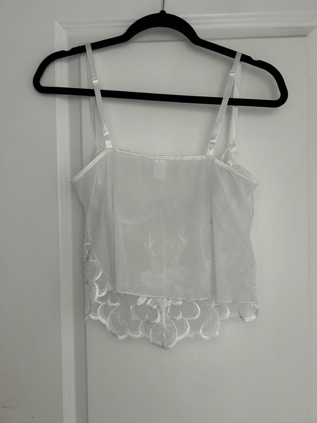 Frederick's of Hollywood Sheer Floral Embroidered Corset Bustier Cami Top L 4
