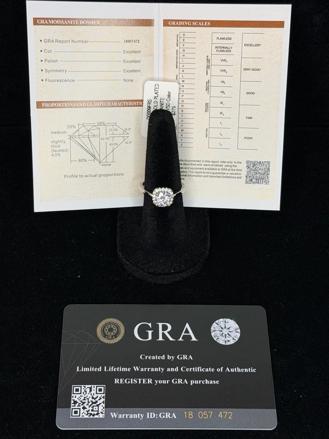 18K White Gold Plated Moissanite Halo Ring. Features a stunning 1.0ct 2