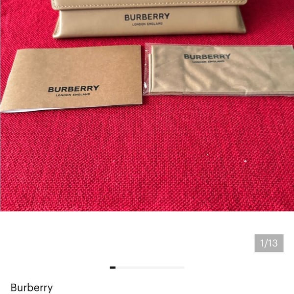 Burberry Tan Leather Sunglasses Case with Cleaning Cloth and Booklet
