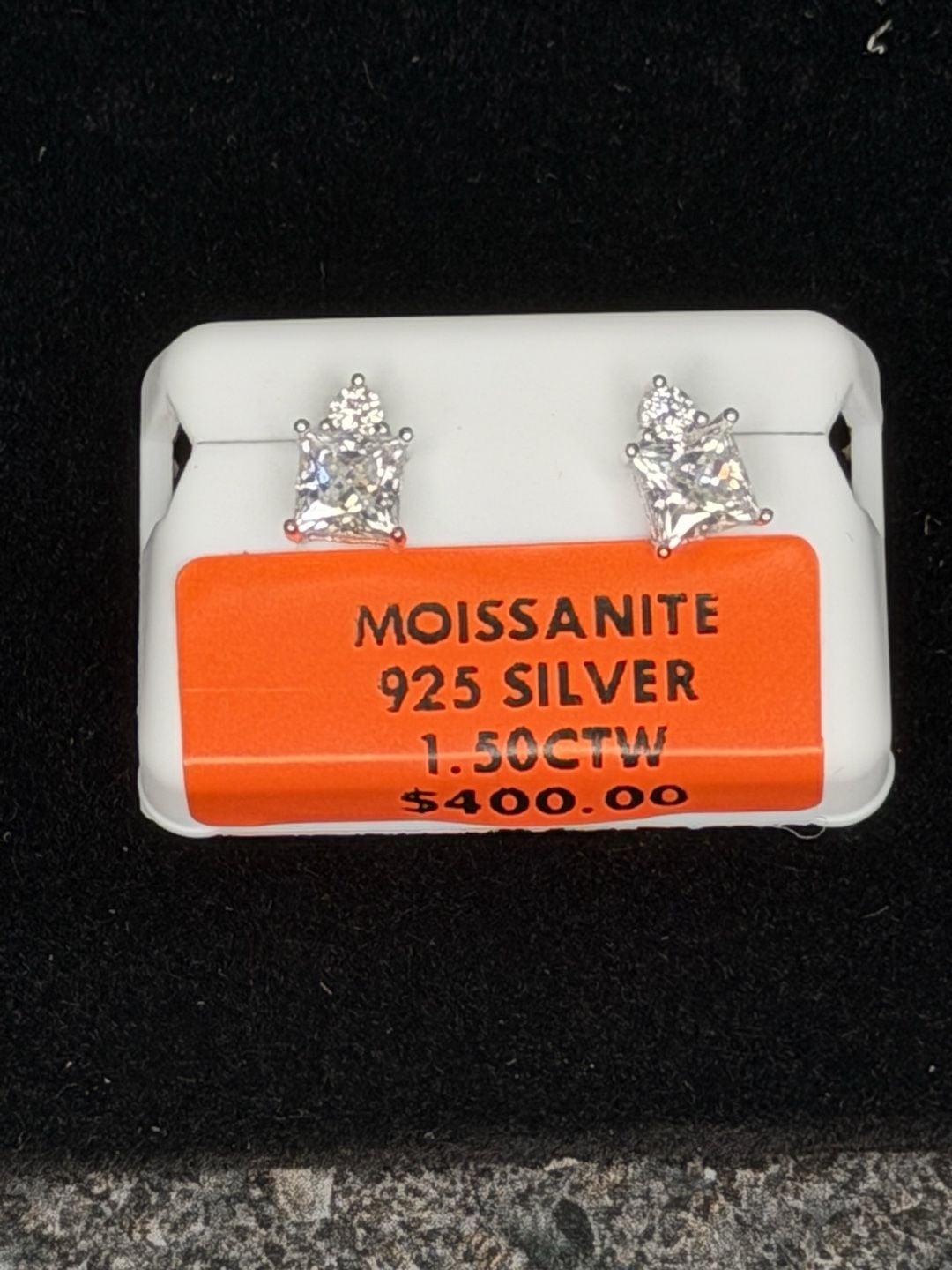Moissanite Princess Cut and Round Duo Stud Earrings 1.50CTW 925 Sterling Silver 2