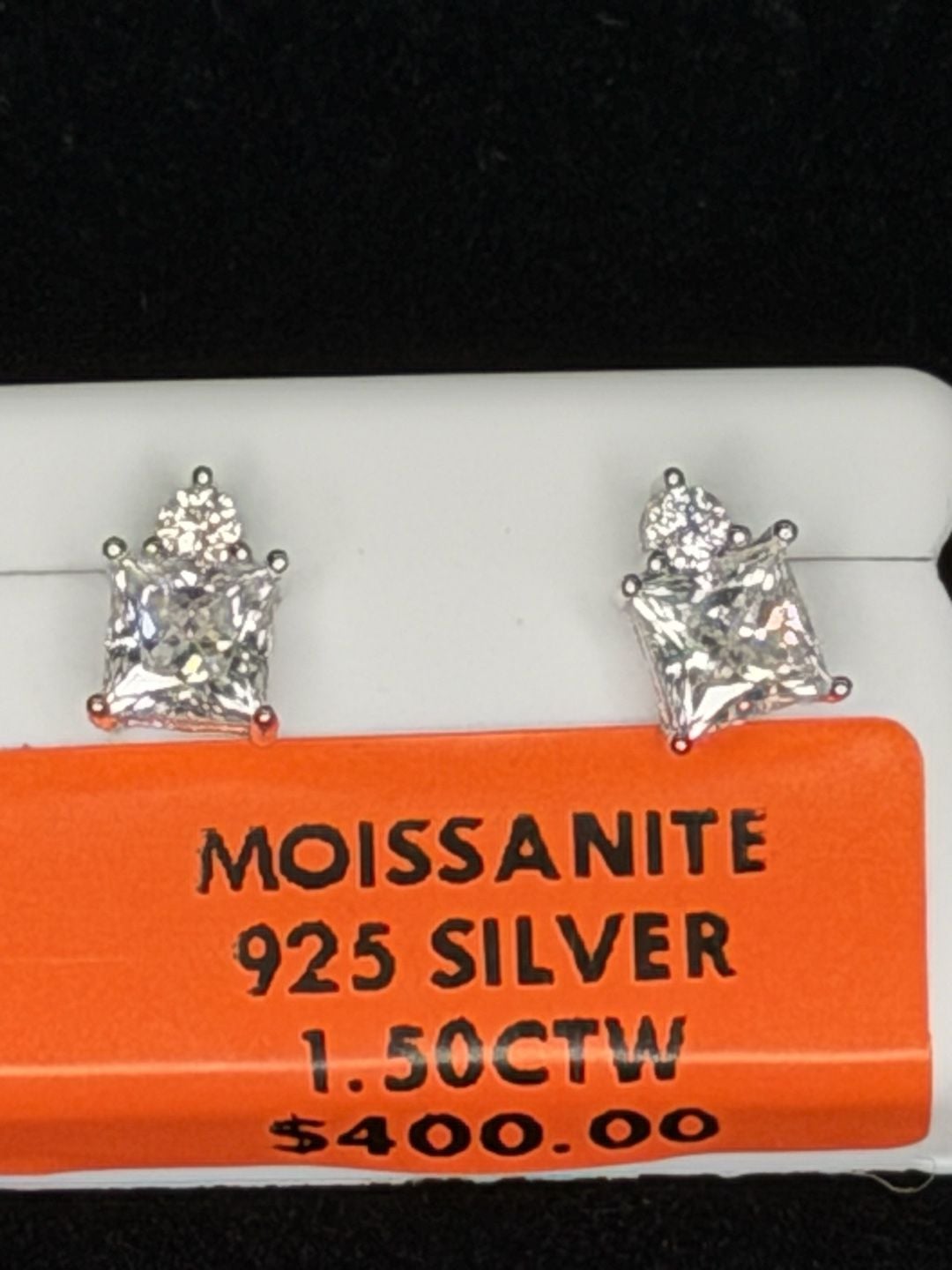 Moissanite Princess Cut and Round Duo Stud Earrings 1.50CTW 925 Sterling Silver 5