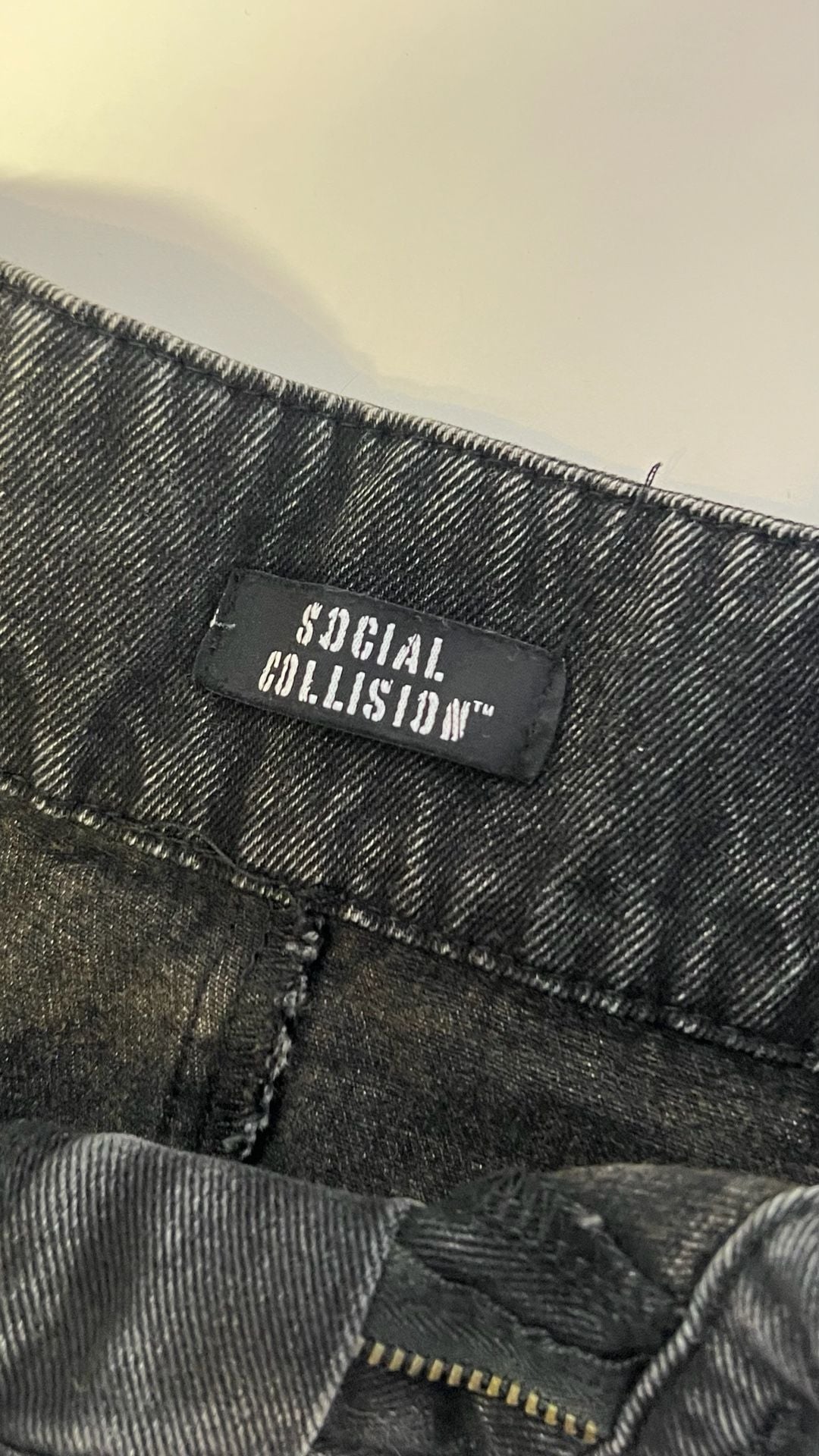 Social Collision Black Acid Wash Pleated Denim Mini Skirt with Lace-Up Sides 5
