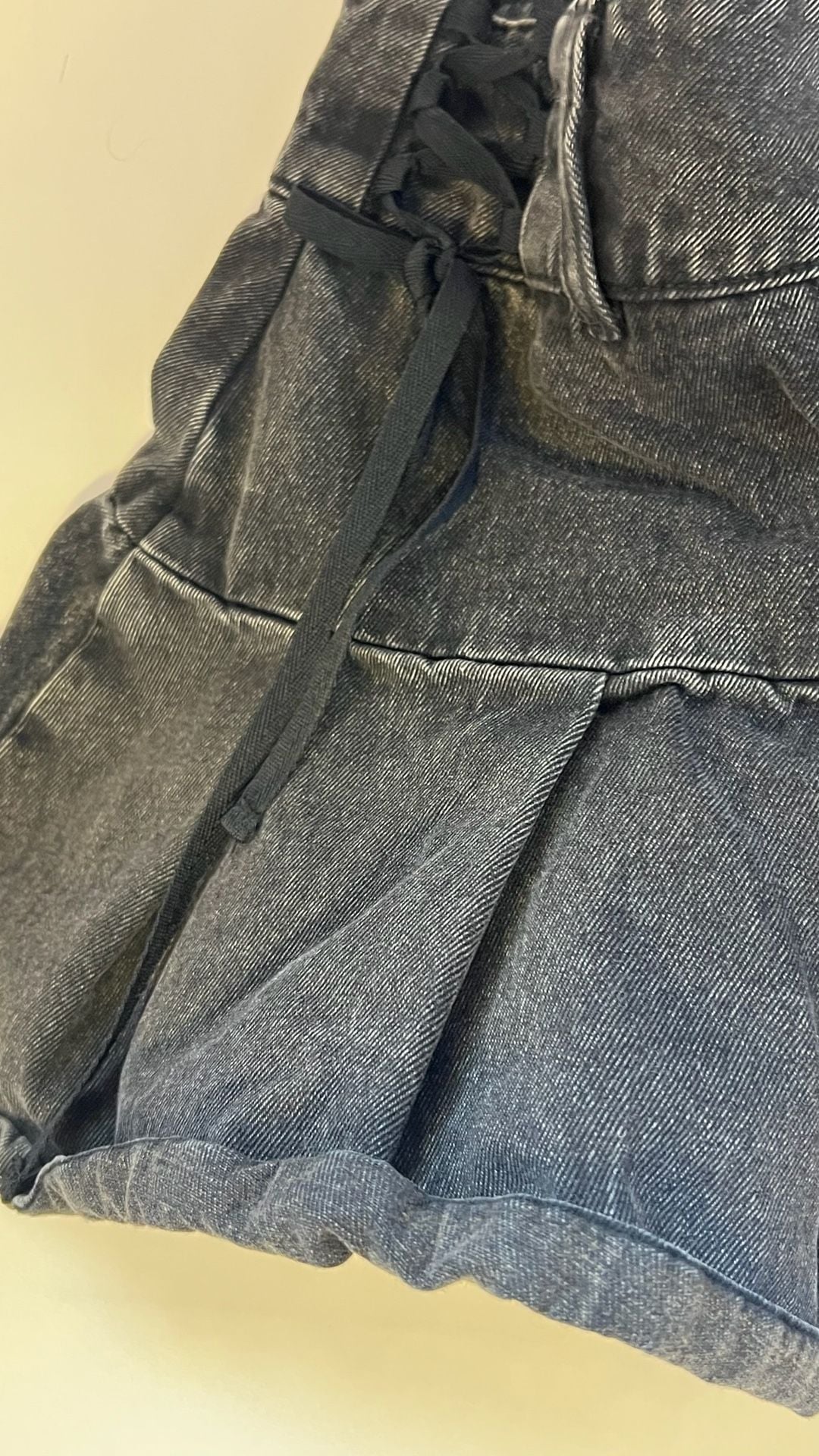 Social Collision Black Acid Wash Pleated Denim Mini Skirt with Lace-Up Sides 9