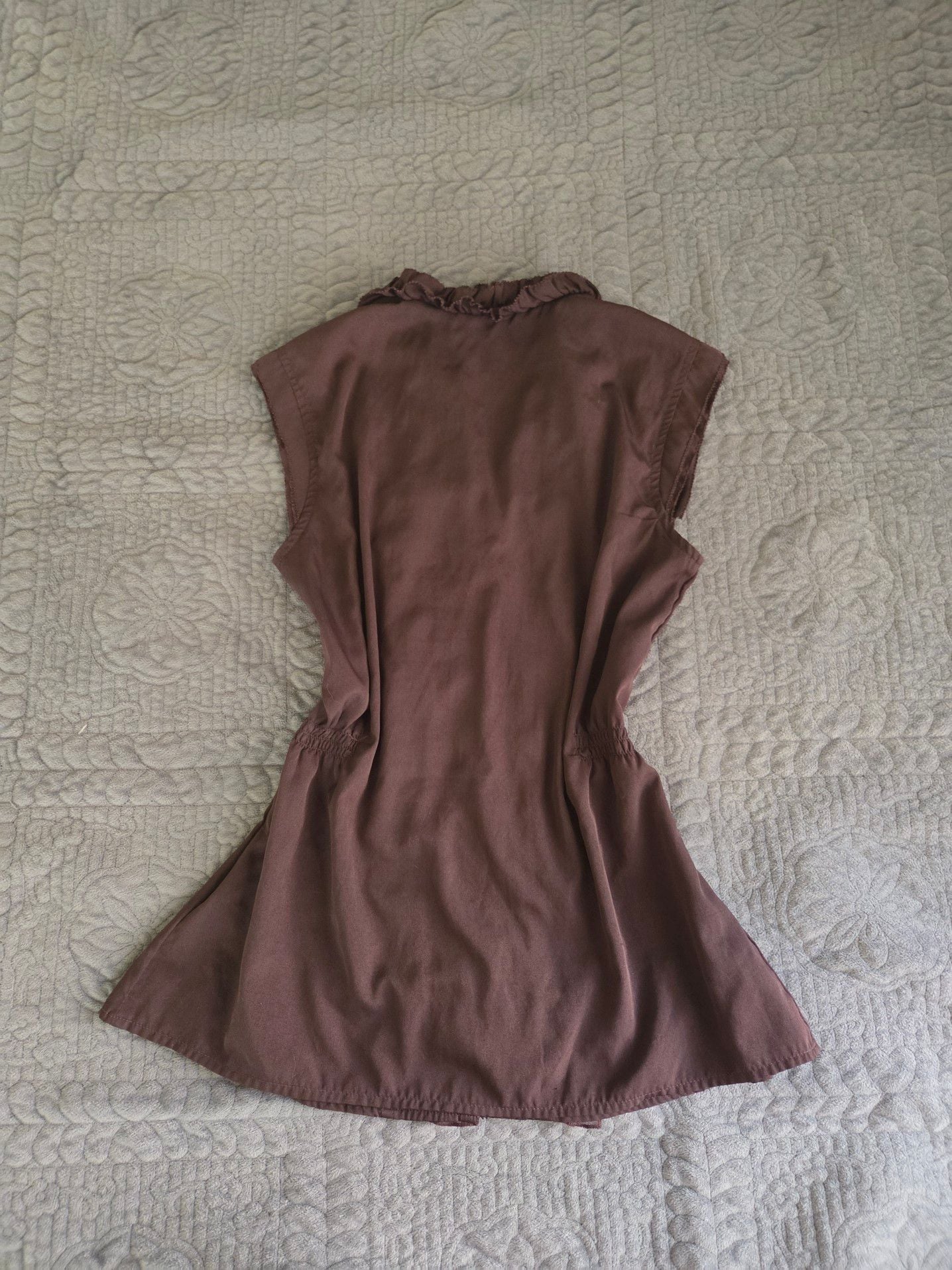 Y2k style Converse One Star Brown Sleeveless Ruffle Blouse 5