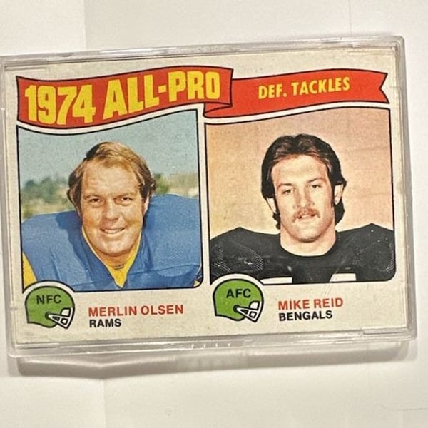 1975 Topps Football #215 All-Pro Defensive Tackles Merlin Olsen & Mike Reid