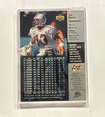 1997 Upper Deck Game Dated Dan Marino Miami Dolphins Card #141 3