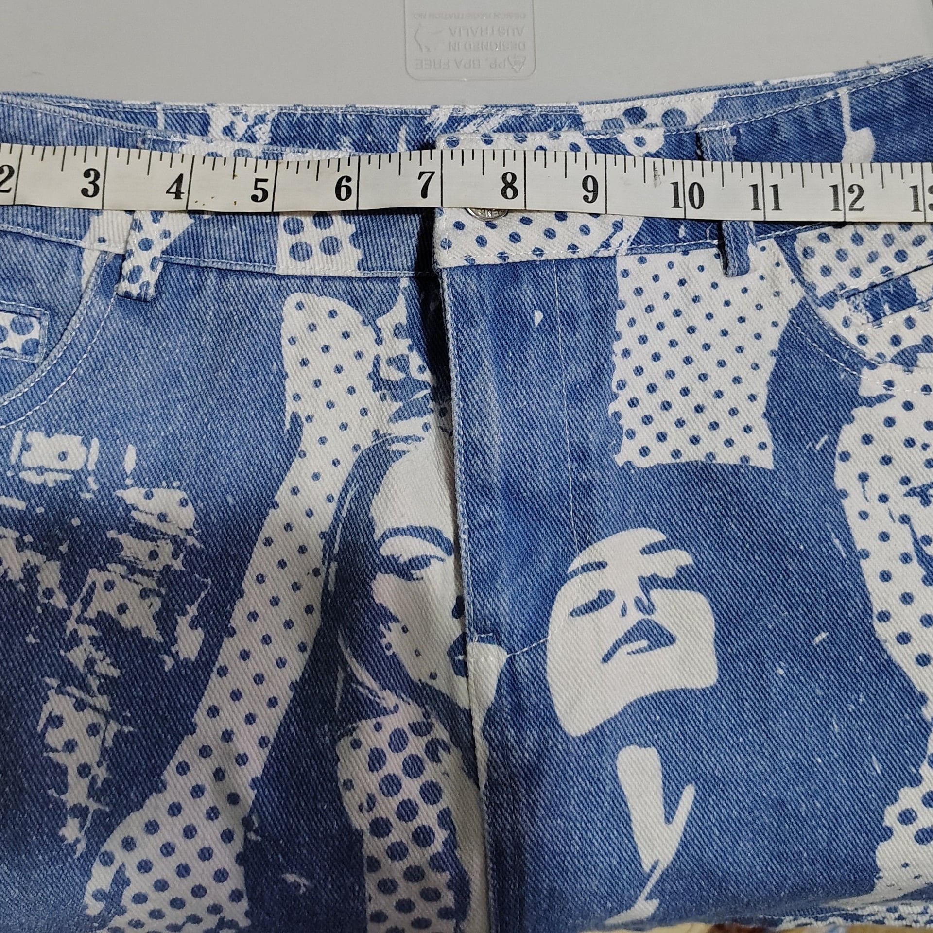 Edikted Blue Andy Face Graphic Print Denim Mini Skirt 6