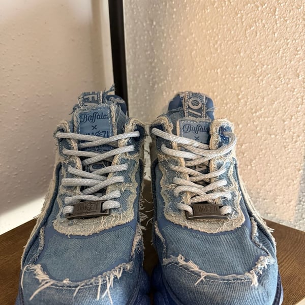 Buffalo London x J1MO71 by Lisa & Lena Paired Distressed Denim Platform Sneaker