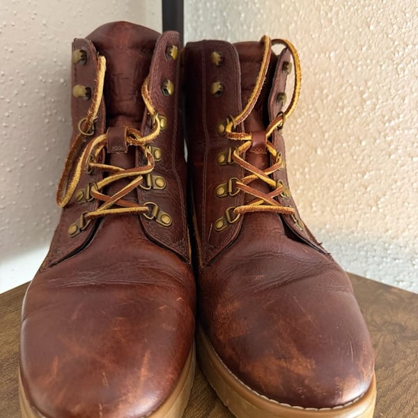 Lauren Ralph Lauren Mikelle Brown Leather Lace-Up Combat Boots