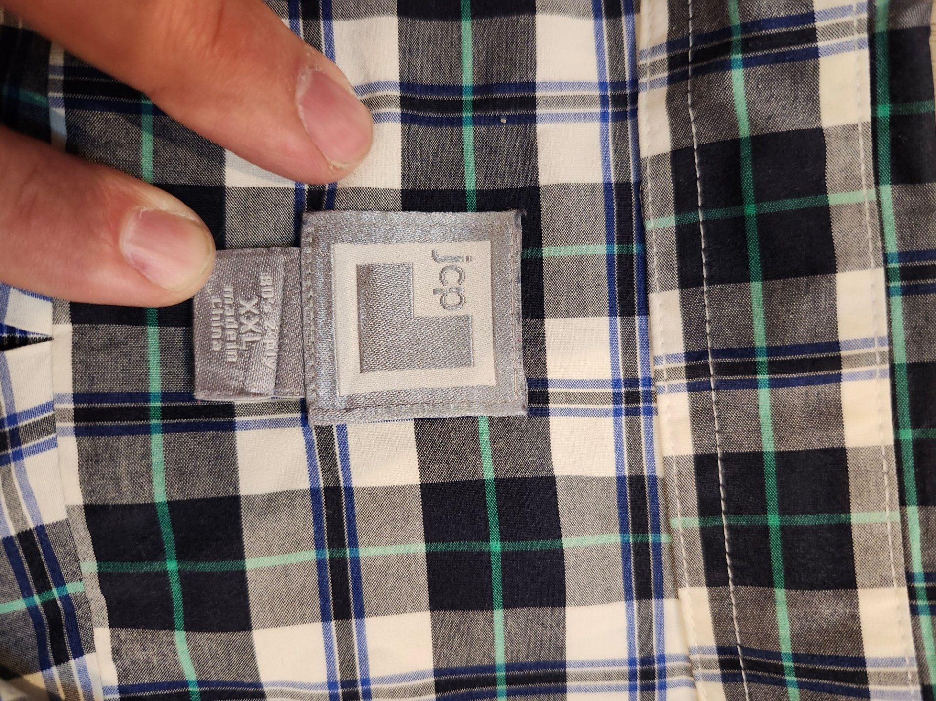 JC Penny Shirt Mens XXL Stretch Blue Plaid Button Up Long Sleeve 4