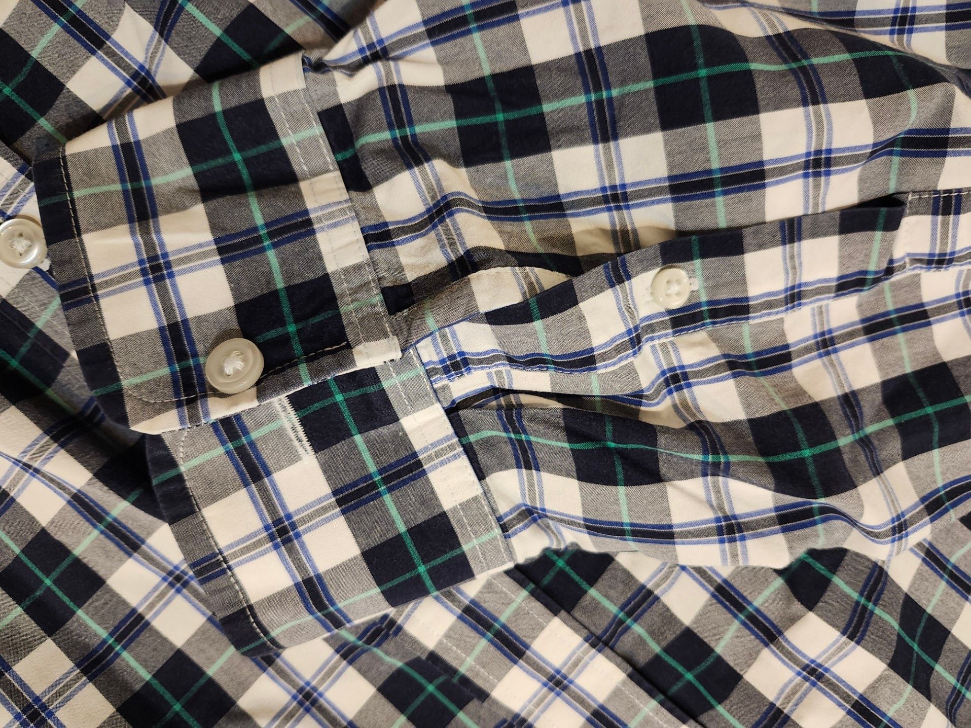 JC Penny Shirt Mens XXL Stretch Blue Plaid Button Up Long Sleeve 7