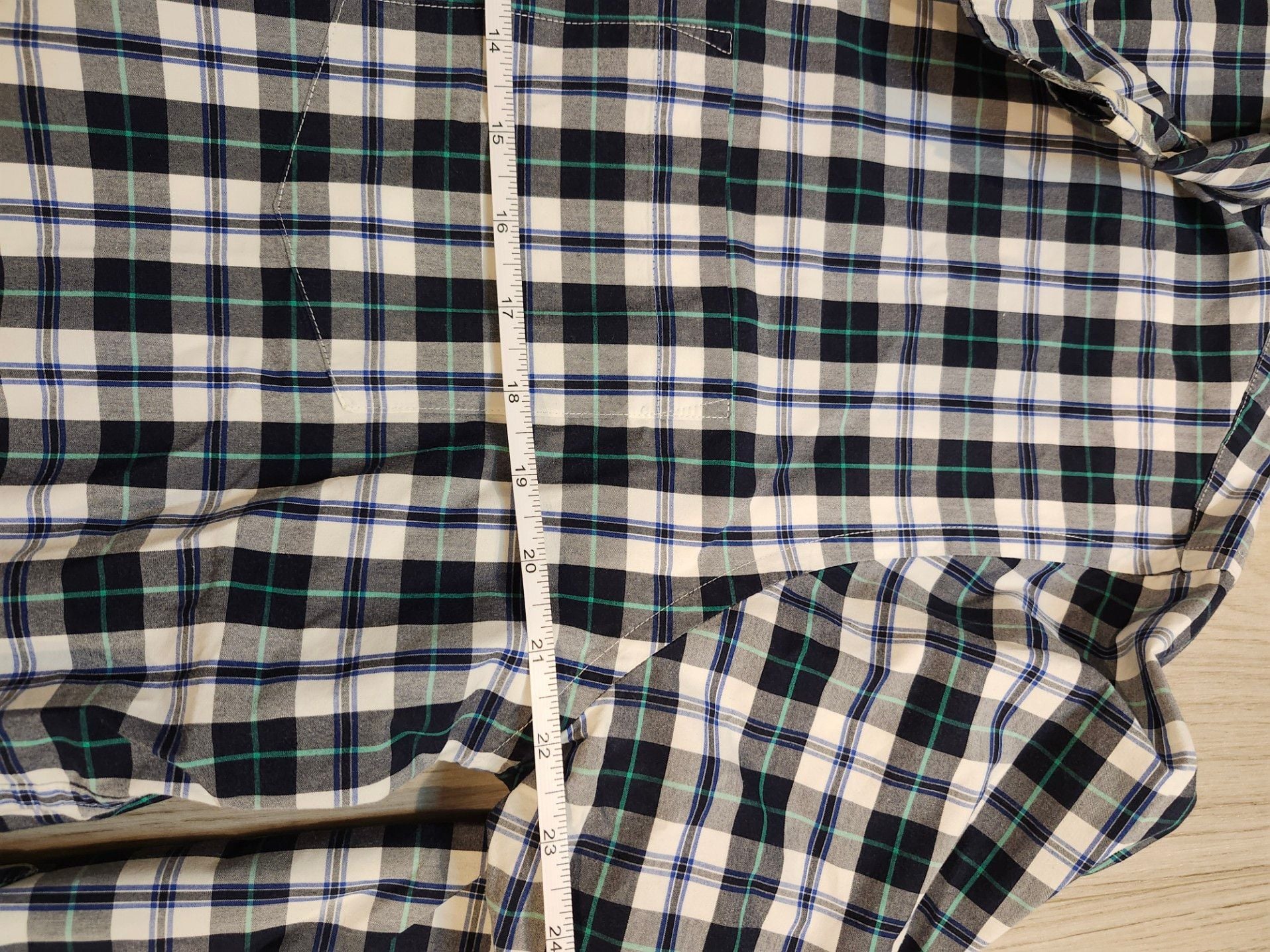 JC Penny Shirt Mens XXL Stretch Blue Plaid Button Up Long Sleeve 8